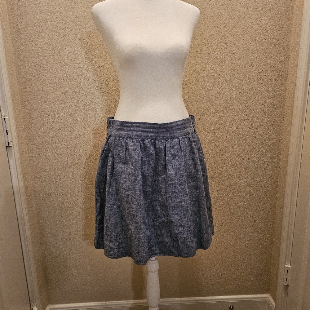 Loft Linen Blue Skirt Size Medium With Pockets!